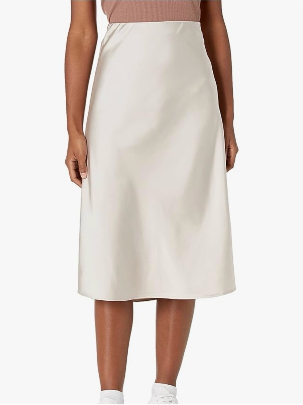 The Drop Classic Cream A-Line Midi Skirt